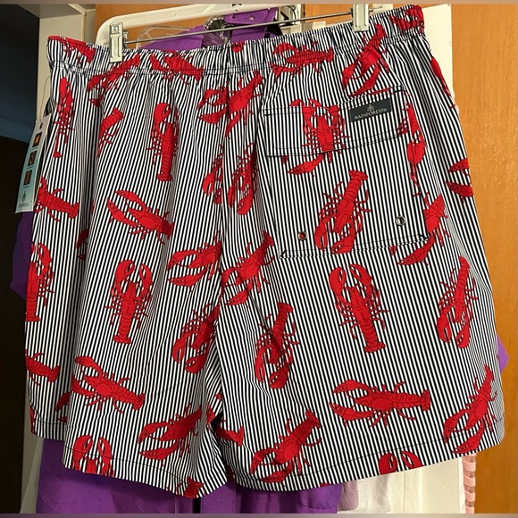 New Rainforest Men Swim Trunks Red Lobsters on Blue White Stripes size XL Summer - Picture 7 of 12